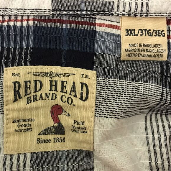 Red Head Brand Co. Western Shirt Men's 3XL Blue Red Plaid Button Up Long Sleeve - Picture 9 of 10